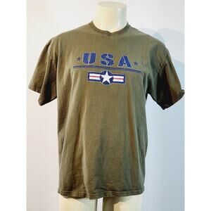 Vintage Hanes Heavyweight USA Star Green Short Sleeve Shirt T-shirt XL American